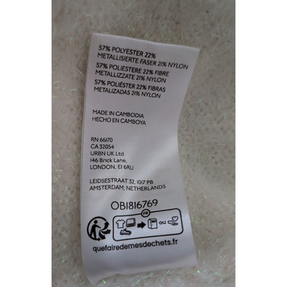 Women's Anthropologie Ivory Fuzzy Tie-Back Crew Neck Sweater M - Picture 10 of 10